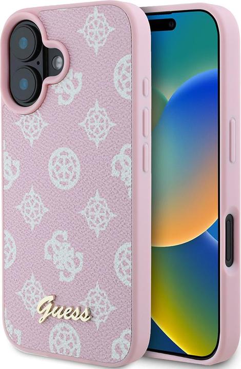 Guess GUHMP16MPGPYSP iPhone 16 Plus 6.7" różowy/pink hardcase Peony Script Logo MagSafe (Apple iPhone 16 Plus)
