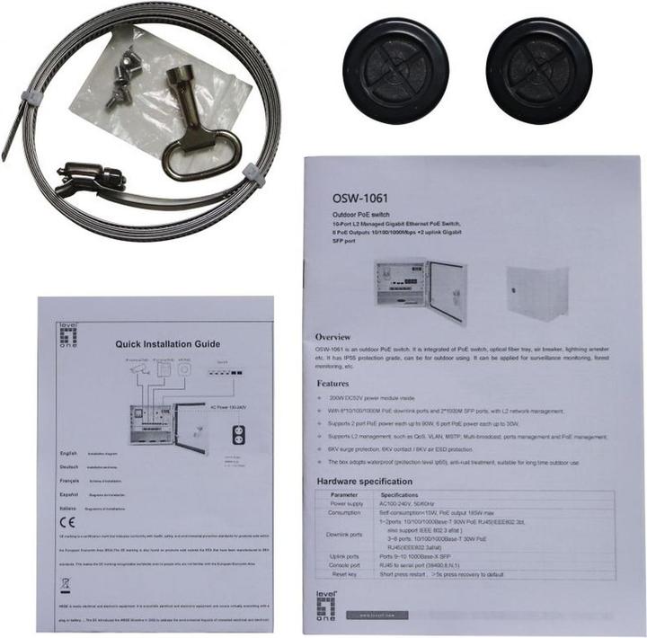 Immagine prodotto LevelOne Switch 10x GE OSW-1061, 8x uscite 802.3at/af PoE (10 porte)