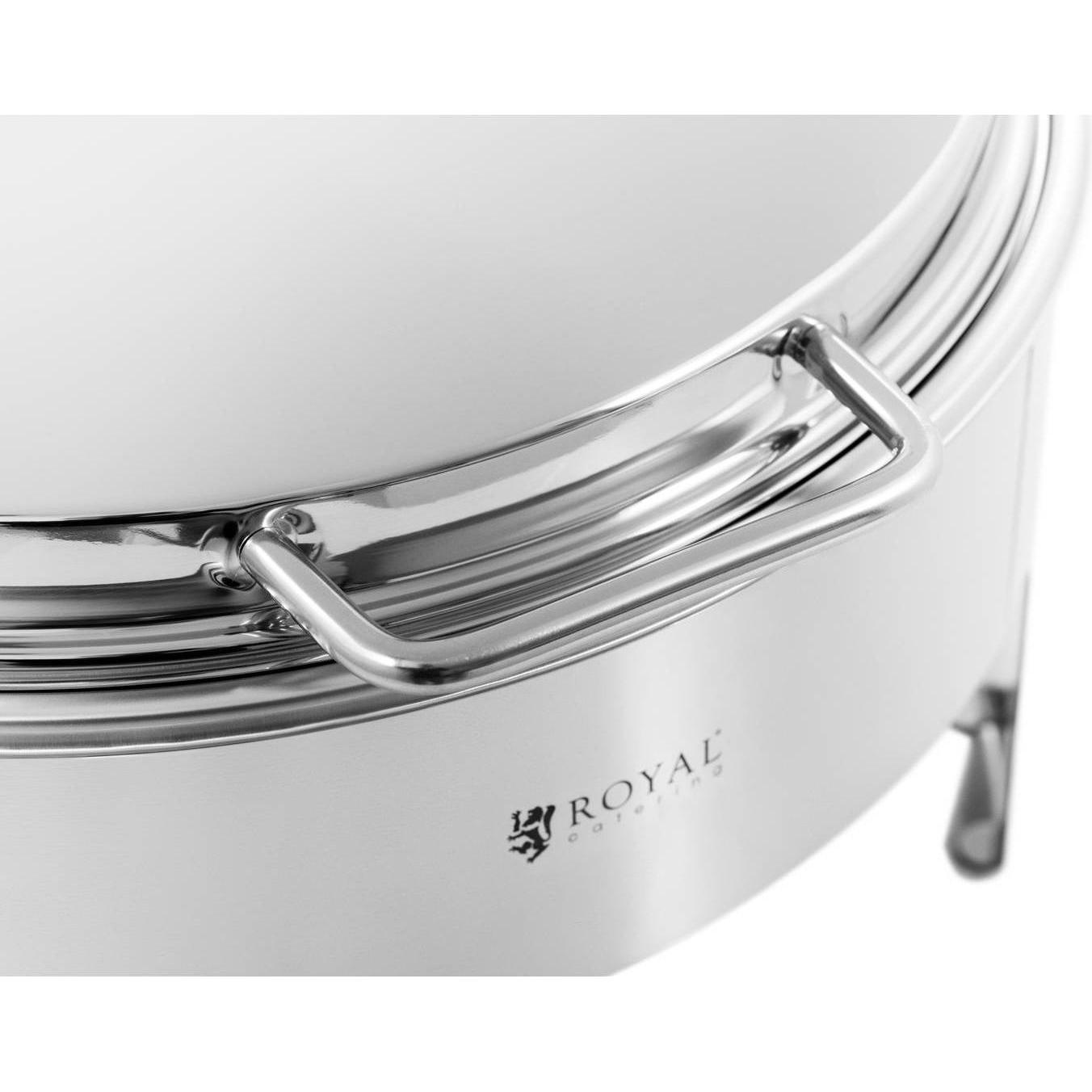Thumbnail - Royal Catering Chafing Dish Warmhaltebehälter Rechaud rund 5,8 L 1 Brennstoffzelle, Warmhalteplatte, Silber