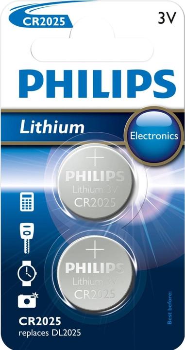 Produktbild Philips CR2025P2/01B - Lithium Batterien Knopfzelle - 2 Stück - 3 V (2 Stk., CR2025, 150 mAh)