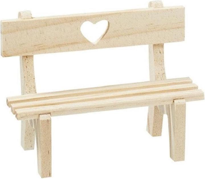Hobby Fun Mini Utensils Wooden Bench with Heart, Nature