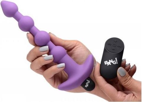 Actual product image XR Brands Vibrating Silicone Anal Beads & Remote Control