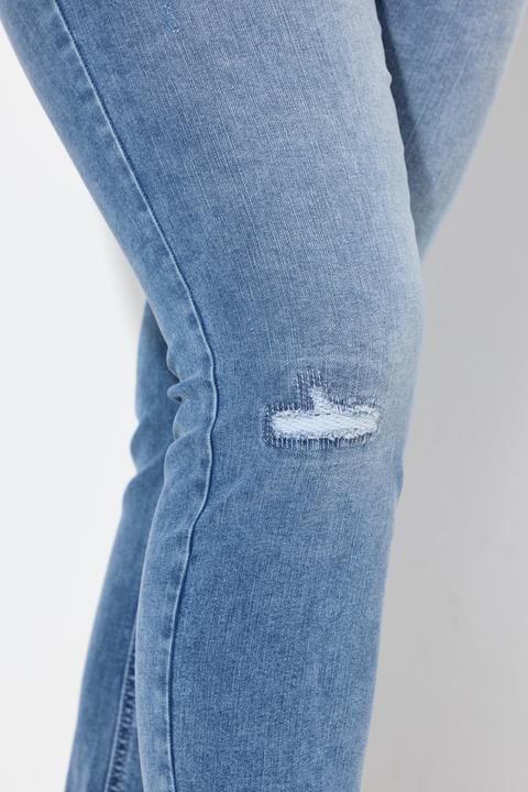 Actual product image Ulla Popken Lightly Distressed Elastic Waist Jeans (50)