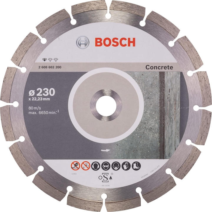 Immagine prodotto Bosch Professional Zubehör Disco diamantato Standard per calcestruzzo, 230 x 22,23 x 2,3 x 10 mm, confezione da 1 pezzo