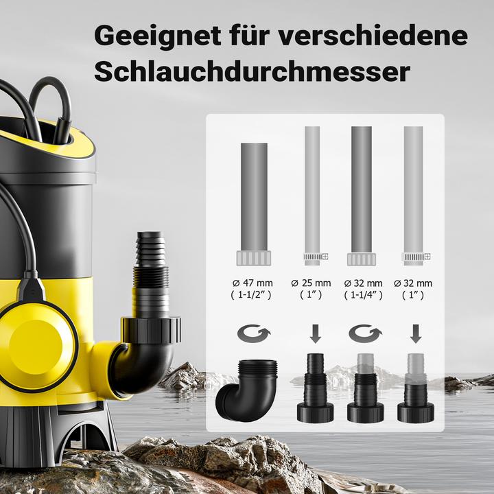 Produktbild Wiltec Schmutzwasserpumpe 7500l/h 400W Abwasserpumpe Tauchpumpe Fäkalienpumpe Baupumpe (Schmutzwasserpumpe)