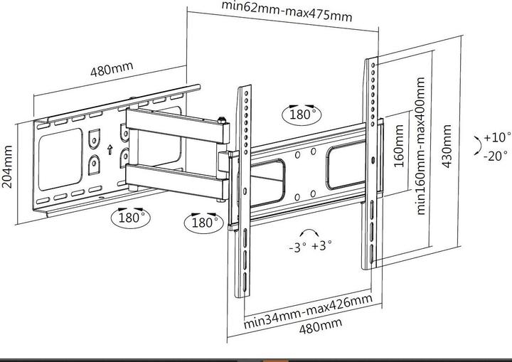 Actual product image equip Mounting Kit (Hinge Wall Mount) for Curved LCD TV - Screen Size (Wall, 50 kg, 32" - 55")
