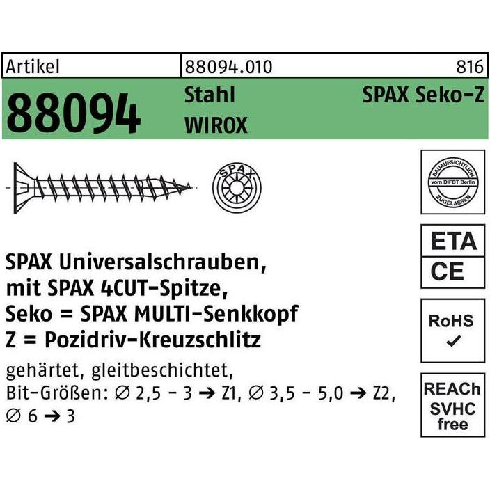 Thumbnail - Spax, Schrauben, Spanplattenschrauben SK PZ1 3,0x20 mm (1000 Schrauben pro Stück)