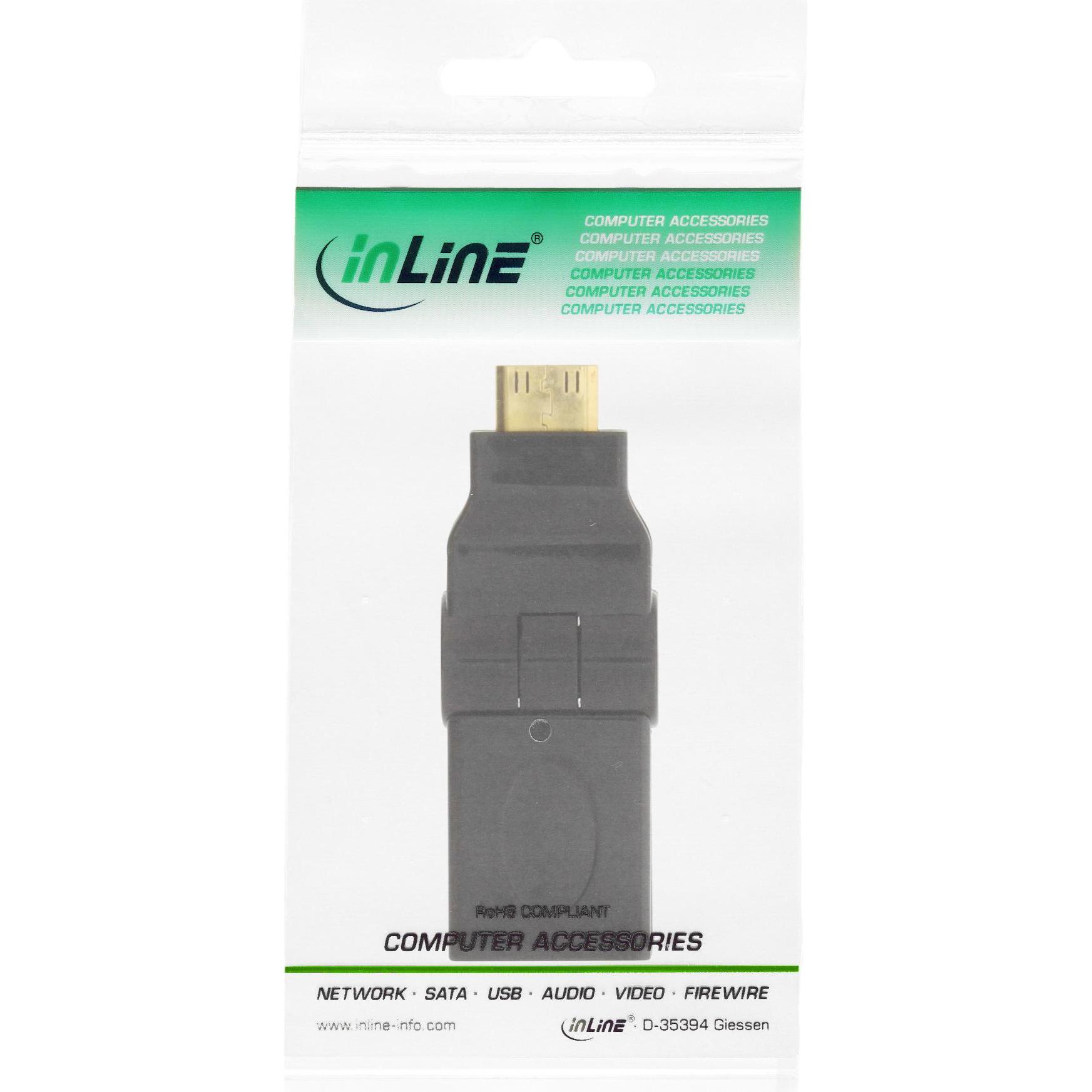 Thumbnail - InLine HDMI Adapter (Mini HDMI), Data + Video Adapter, Schwarz
