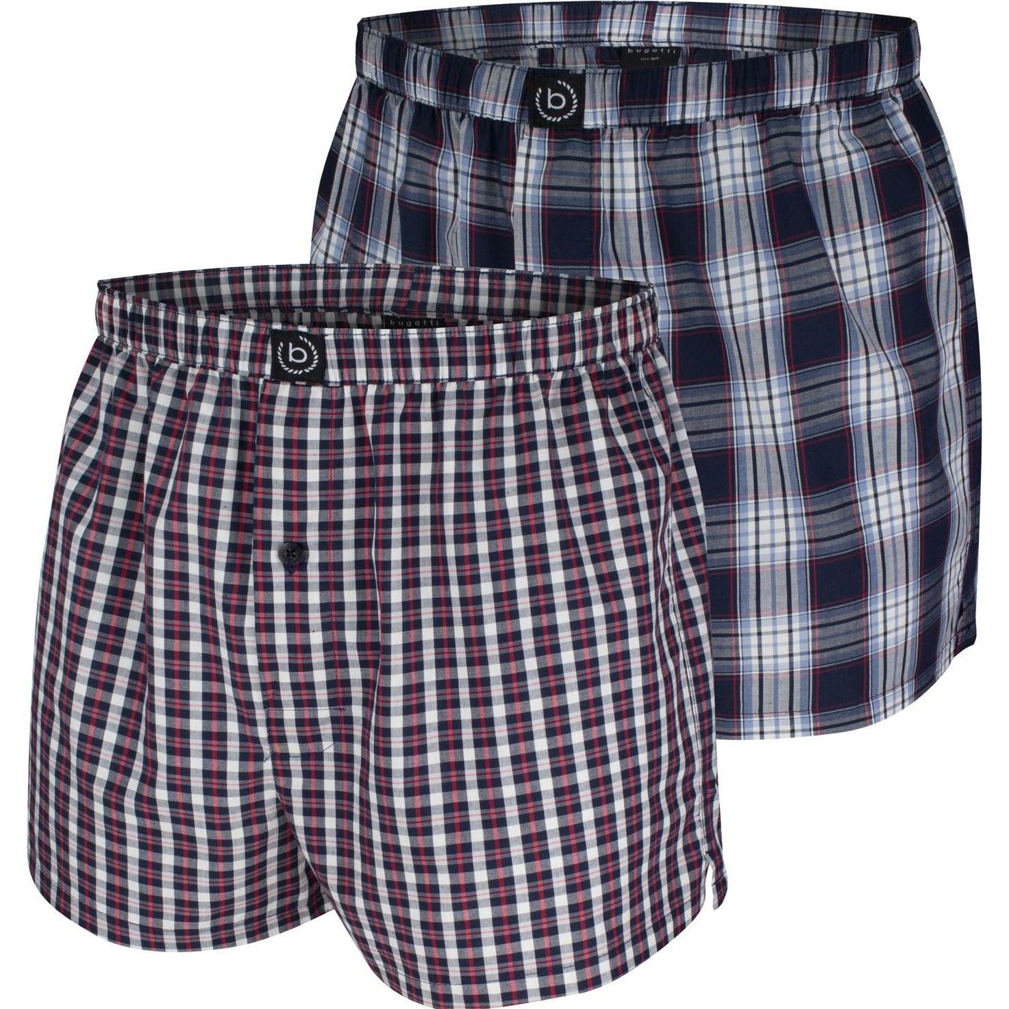 Bugatti, Herren, Unterhosen, Web-Boxershorts Casual Bequem sitzend, Blau, (6, 2er Pack)