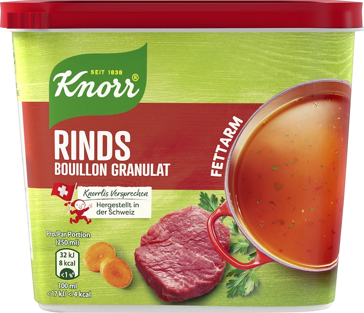 Produktbild Knorr Rindsbouillon Granulat fettarm, zum Würzen mit fettfreier Bouillon von Suppe, Fleisch & Sauce