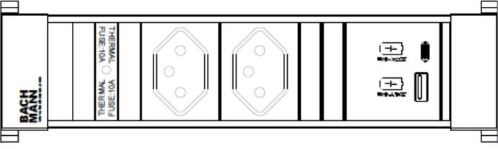 Actual product image Bachmann Built-in power strip POWER FRAME 2x T13, 1x USB A/C (2 x, Type 13, USB-A, USB-C)