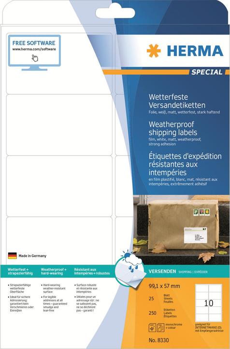 Productafbeelding HERMA Weerbestendige verzendetiketten A4