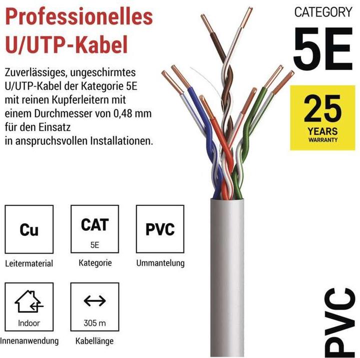 Immagine prodotto Emos Cavo dati UTP CAT 5E, 305m (CAT5e, 305 m)