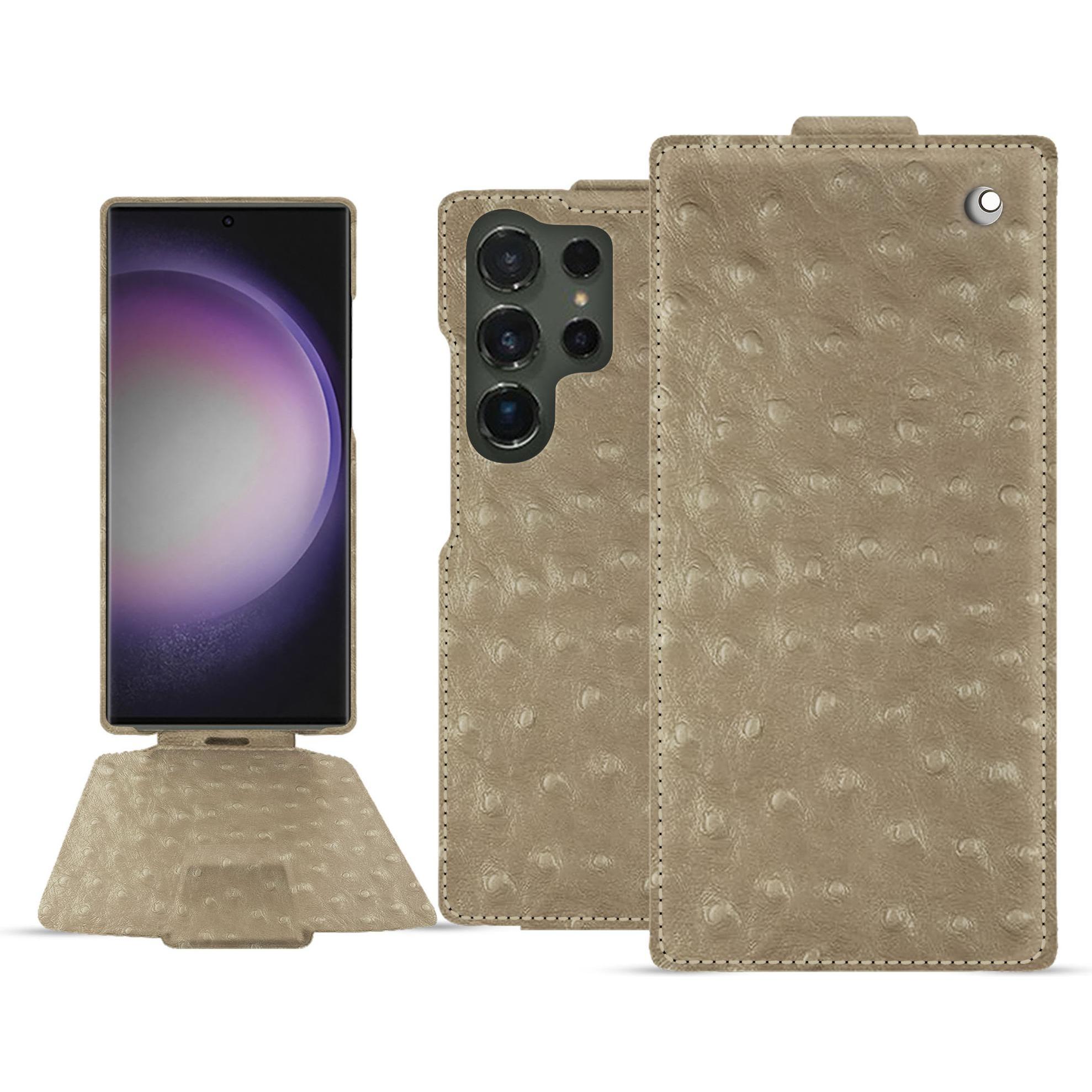 Noreve Lederschutzhülle vertikal (Samsung Galaxy S24 Ultra), Smartphone Hülle, Beige
