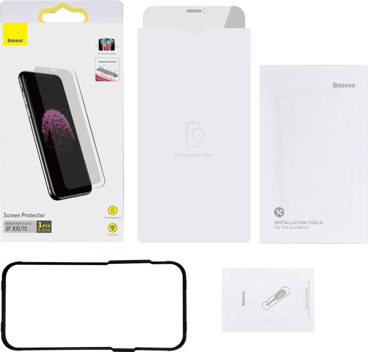 Actual product image Baseus All-glass Porcelain Crystal Dust-proof Anti-peeping Film for iP11 (1 pcs., Apple iPhone 11, Apple iPhone XR)