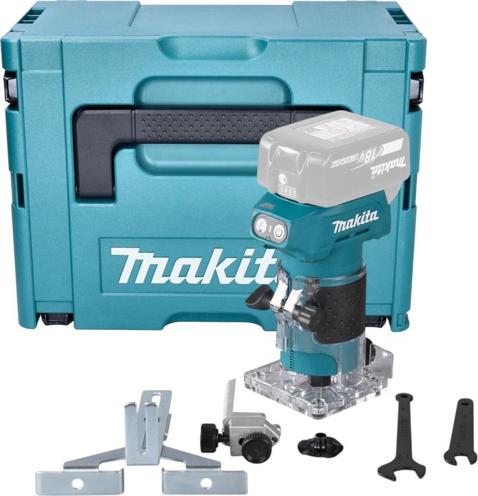 Actual product image Makita DRT 52 ZJ cordless edge router 18 V 6 mm brushless + Makpac - without battery, without charger