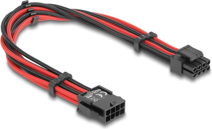 Actual product image Delock 80974 - Extension cable 8 pin EPS plug to 4 4 pin EPS socket textile sheathed (30 cm, 8 pin EPS)