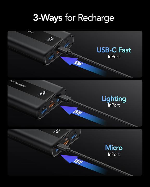 Image du produit Vrurc Mini banque de puissance (20000 mAh, 22.50 W, 74 Wh)