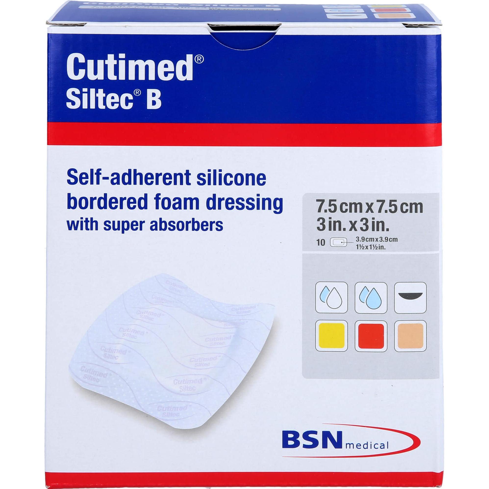 Thumbnail - BSN, Verbandsmaterial, CUTIMED Siltec B Schaumverb.7,5x7,5 cm m.Haftr., 10 St KOM