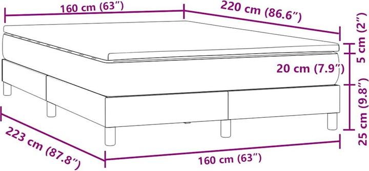 Produktbild vidaXL Boxspringbett (160 x 220 cm)