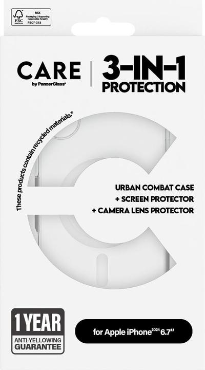 Productafbeelding PanzerGlass CARE vlaggenschip 3-in-1 bundel iPhone '24 6,7" (1 Stuk, Apple iPhone 16 Plus)