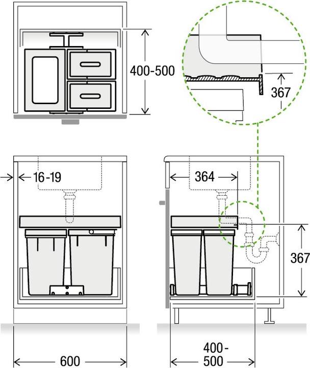 Image du produit Müllex Systèmes de déchets à poser X-LINE X60 M17 Premium (20 l)
