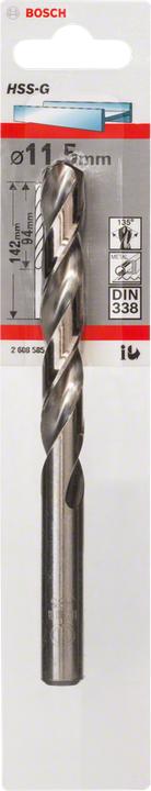 Produktbild Bosch Professional Zubehör Metallbohrer HSS-G, DIN 338, 11,5 x 94 x 142 mm, 1er-Pack (11.5 mm)