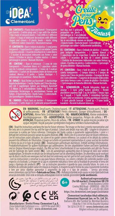 Nutritional values and ingredients Clementoni Crée tes stylos - Fantaisie