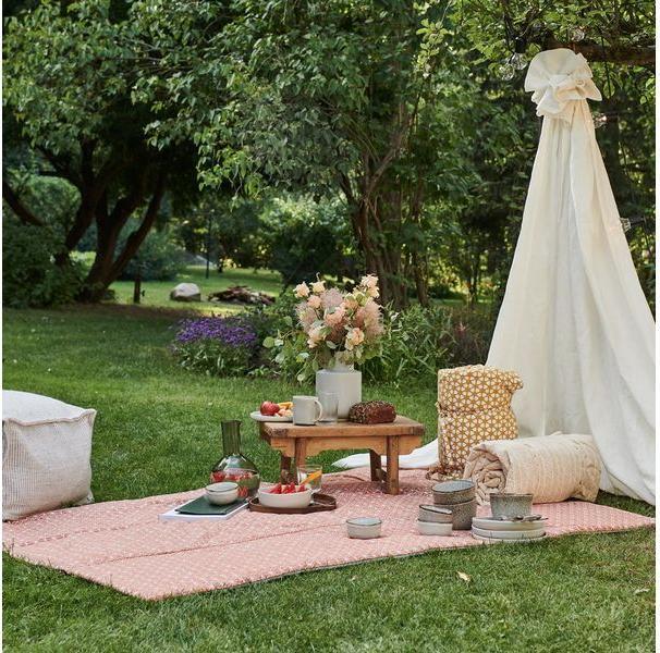 Produktbild Urbanara Picknickdecke Ankisa 190 x 130 cm - Terrakotta / Weiss