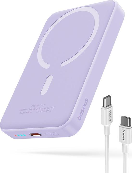 Produktbild Baseus Magnetic Mini Air Powerbank 10000mAh 20W (purple) (10000 mAh, 20 W, 37 Wh)
