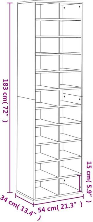 Actual product image vidaXL Gianna (54 x 34 x 183 cm)
