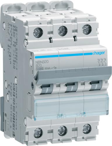 Produktbild Hager Hubschrauber Gegenstromschalter 3P B 20A 10 kA AC (NBN320)