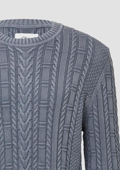 Produktbild s.Oliver Strickpullover Baumwollpullover mit Zopfmuster und Garment Dye (L)