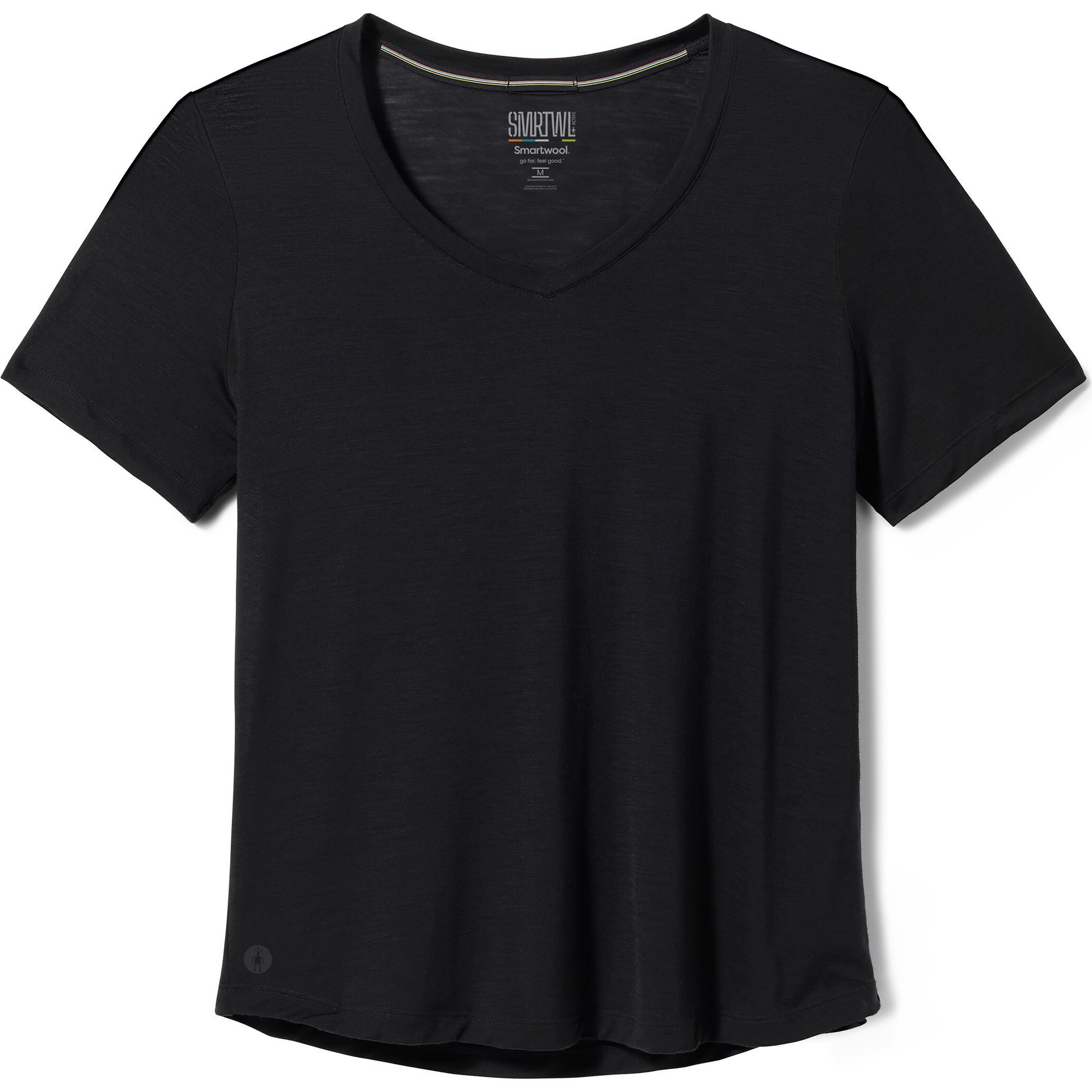 Smartwool, Damen, Funktionsshirt, Women's Active Ultralite V-Neck Short Sleeve (L), Schwarz, L