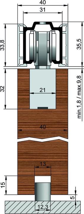 Actual product image Helm Sliding door fittings 73 ME-A, wood