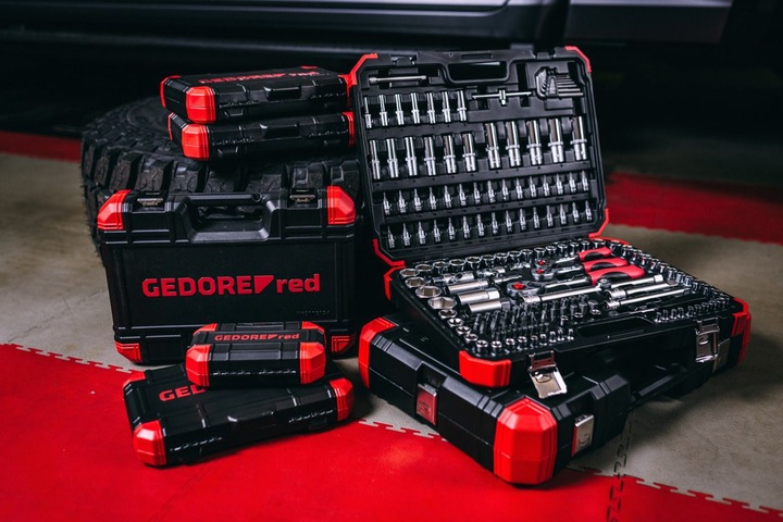 Actual product image Gedore Red red Socket set, 172-piece, With reversible ratchet, ratchets, sockets and bit set (20 mm, 10 mm, 8 mm, 9 mm, 30 mm, 27 mm, 15 mm, 25 mm)