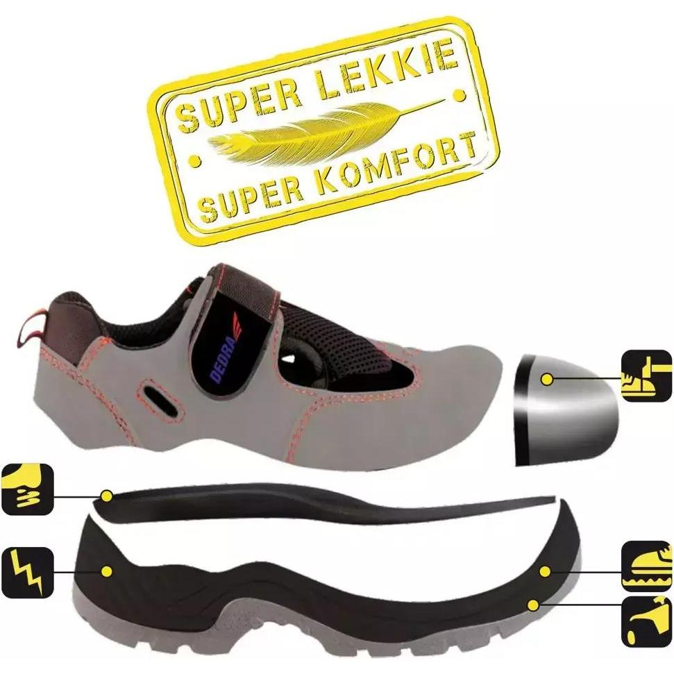 Thumbnail - Dedra, Sicherheitsschuhe, Safety sandals D2 nubuck very light, size 47 (BH9D2-47) (S1, 47)