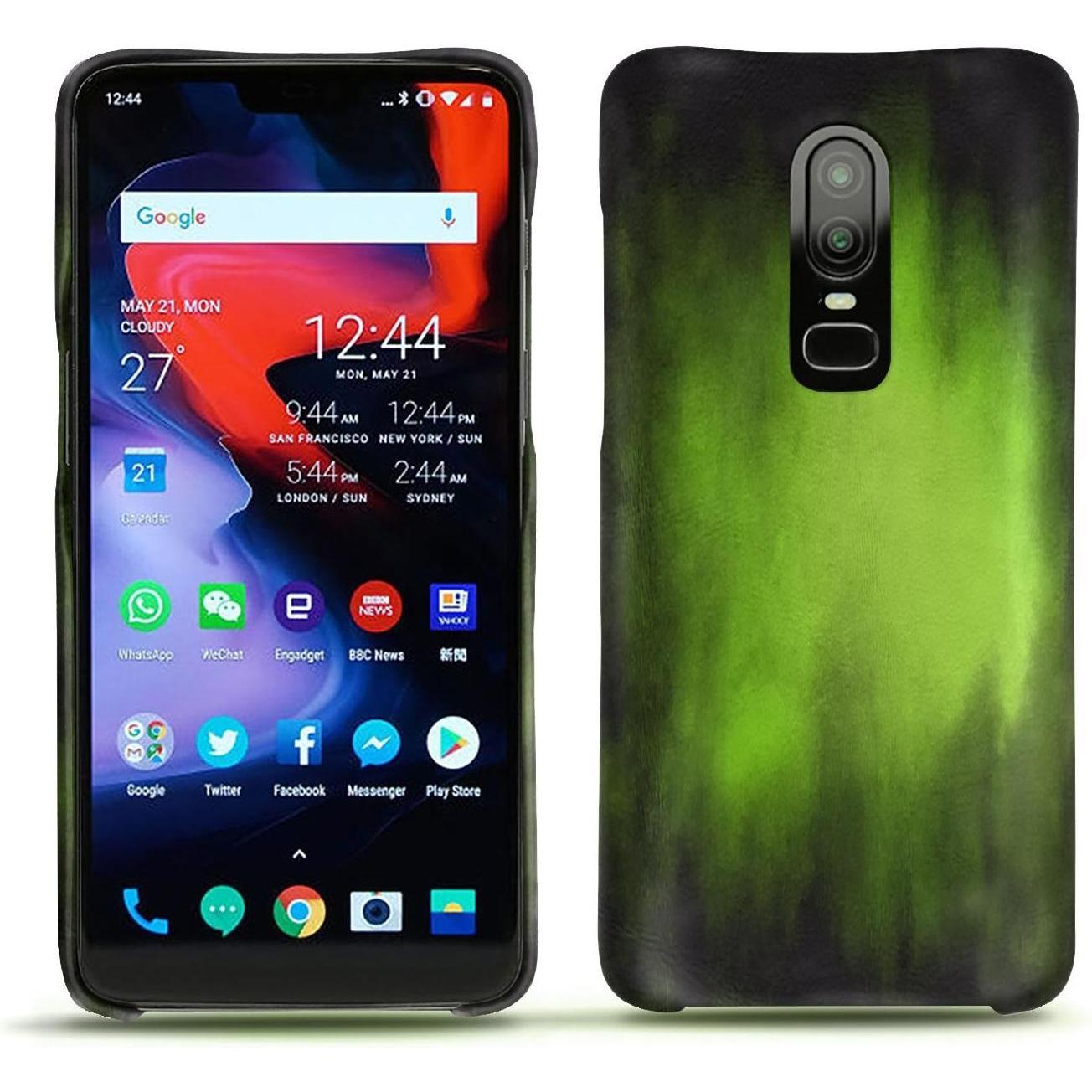 Noreve Lederschutzhülle (OnePlus 6), Smartphone Hülle, Grün