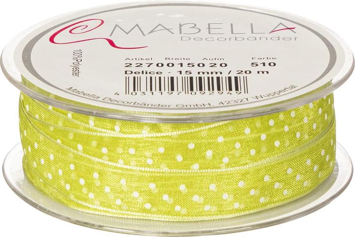 Produktbild Mabella Satinband Grün mit weissen Punkten (20x)