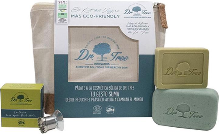 Actual product image Dr. Tree The Traveller's Kit Moisturizing Shampoo Peeling Shower Gel Bamboo Soap Dish Eco Toiletry B (Body care set)