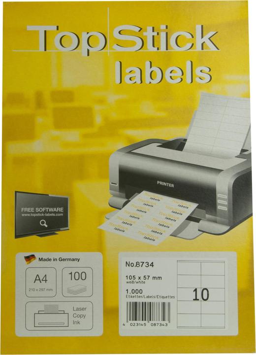 Produktbild TopStick TOP STICK Universal-Etiketten, 70 x 50,8 mm, weiá