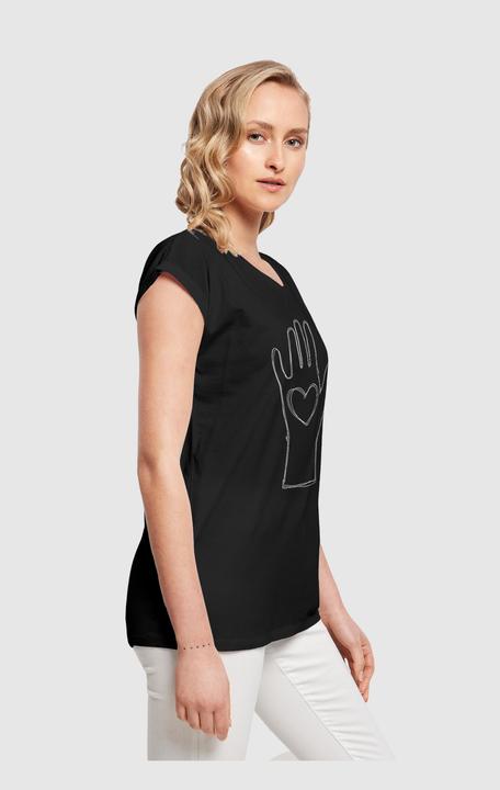 Produktbild Merchcode Ladies Peace - Scribble Hand Heart Black Extended Shoulder Tee - 161397 (S)