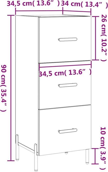 Actual product image vidaXL Sideboard (34.50 x 34 x 90 cm)