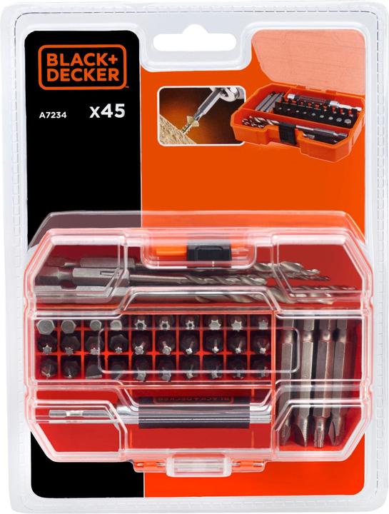 Actual product image Black & Decker 45-piece bit and drill bit set (consisting of 6x HSS hexagon drill bits, 30x screwdriver bits (Cross Phillips PH, Cross Pozidriv PZ)