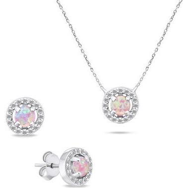 Brilio, Schmuck Set, Charming Silver Opal Jewelry Set SET225WP (Earrings, Necklace)