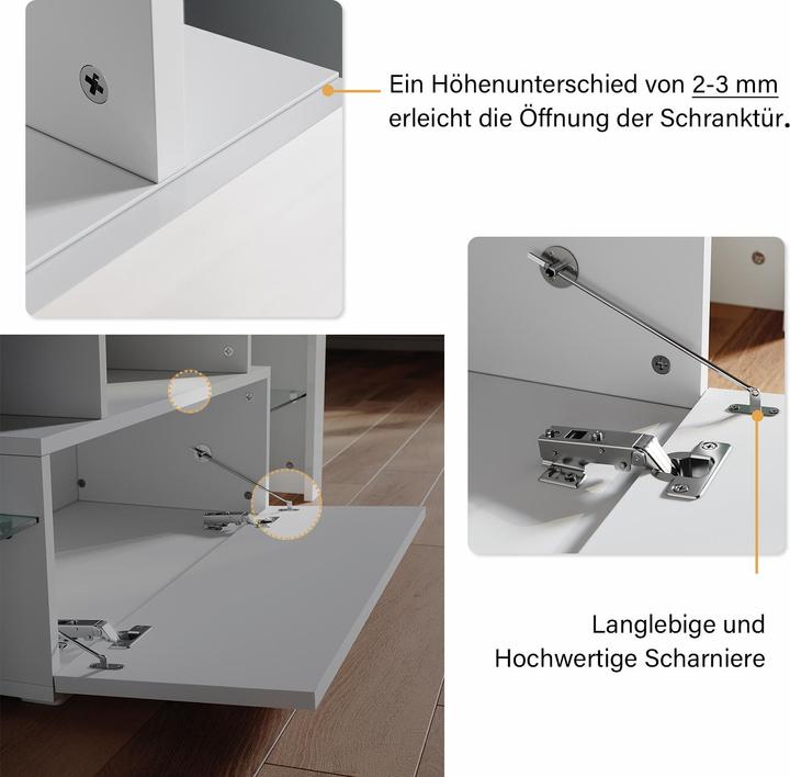 Actual product image SONNI TV-Schrank weiss, 130 x 35 x 45 cm, TV-Panel Hochglanz, mit LED-Beleuchtung (konfigurierbar in (130 x 35 x 45 cm)