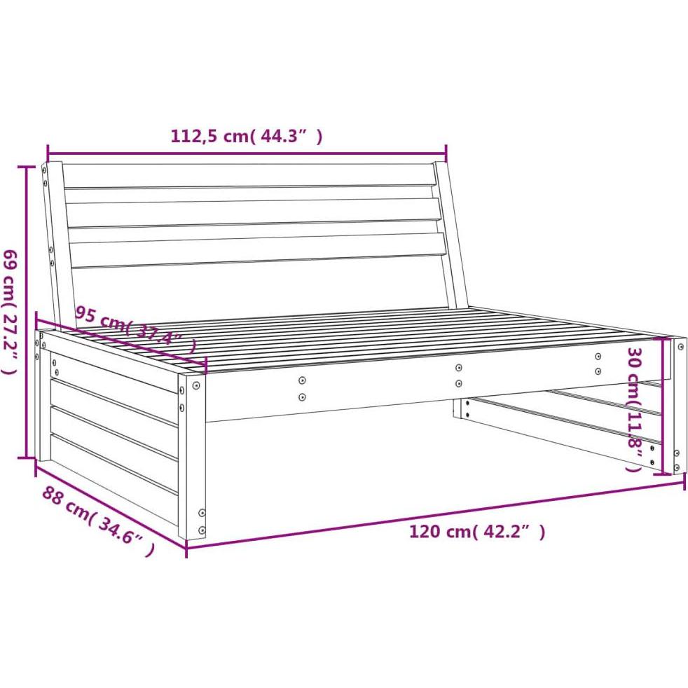 Thumbnail - VidaXL, Gartenlounge, Garten-Mittelsofa Grau 120x80 cm Massivholz Kiefer,Farbe