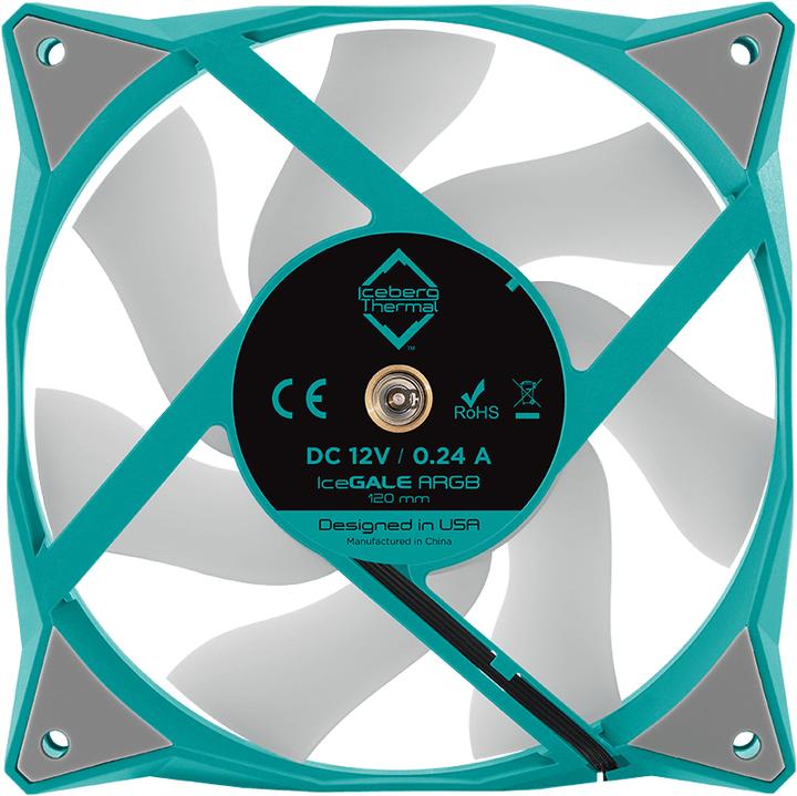 Actual product image Iceberg Thermal IceGALE ARGB computer case fan 12 cm turquoise 1 piece(s) (120 mm, 1 x)