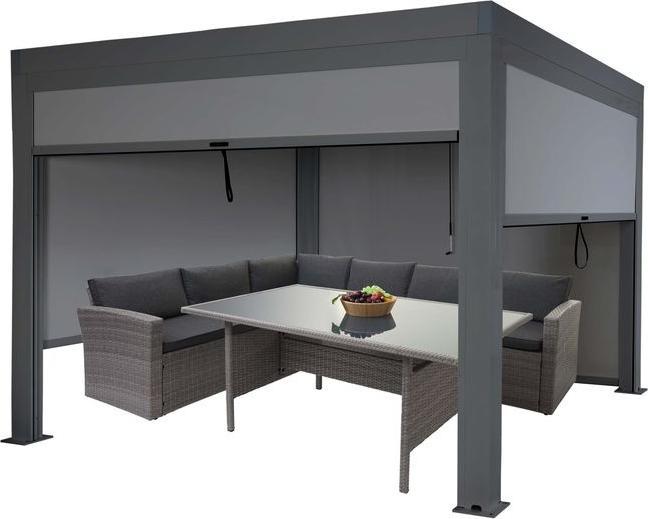 Mendler Pergola HWC-L46, 11cm-Alu-Gestell, sturmfest 3x3m, anthrazit (300 cm, 300 cm)
