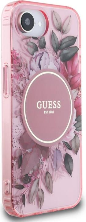 Immagine prodotto Guess Case IML Flowers MagSafe for iPhone 16e pink (Apple iPhone 16e)